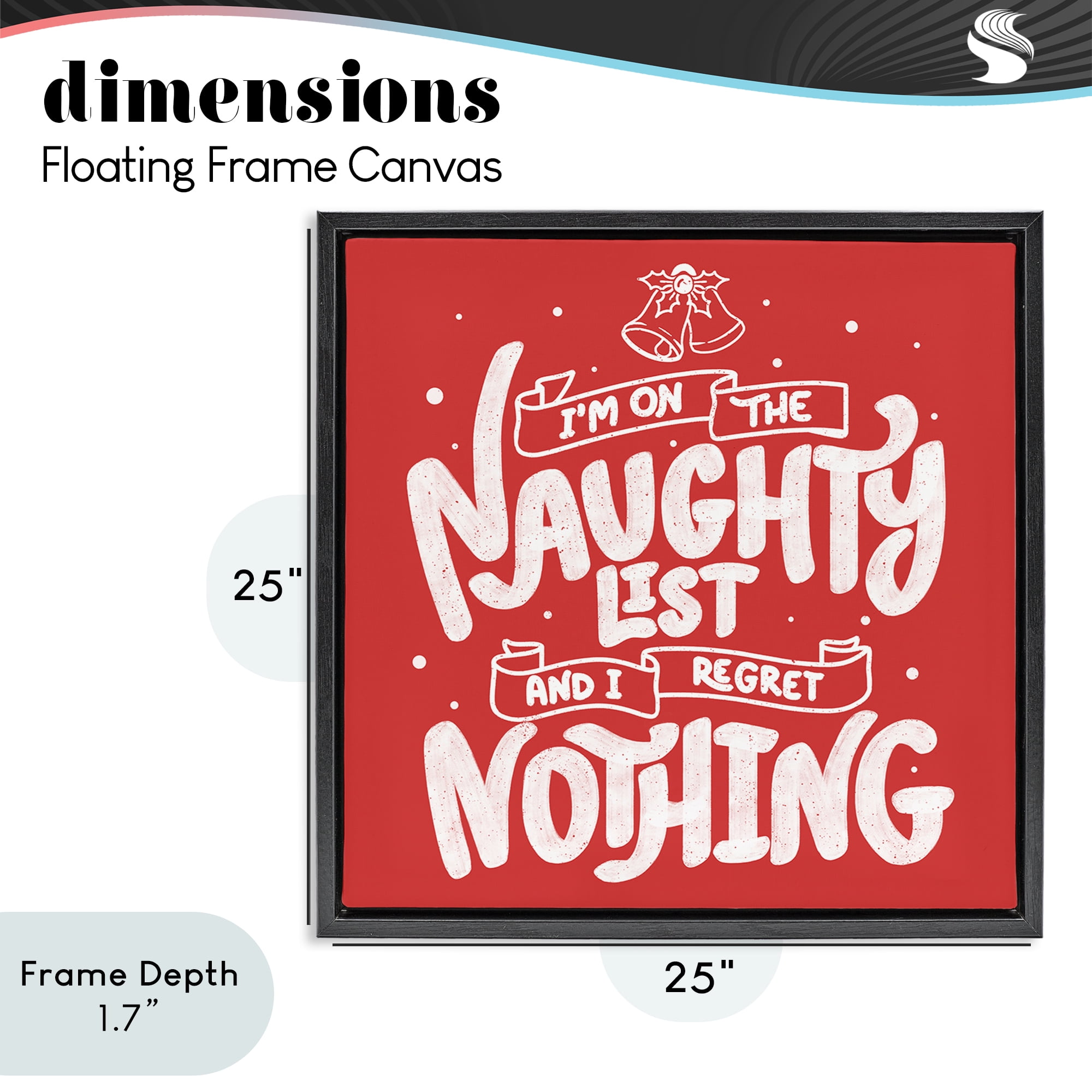 Stupell Industries Naughty List Regret Nothing Black Framed Floater Canvas Wall Art, design by Tobe Fonseca