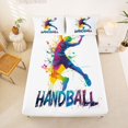 thumbnail image 5 of Homewish Watercolor Ball Player Queen Sheets,Handball Print Queen Sheet Sets,White,4pcs,1 Flat Sheet, 1 Fitted Sheet and 2 Pillowcases, 5 of 6
