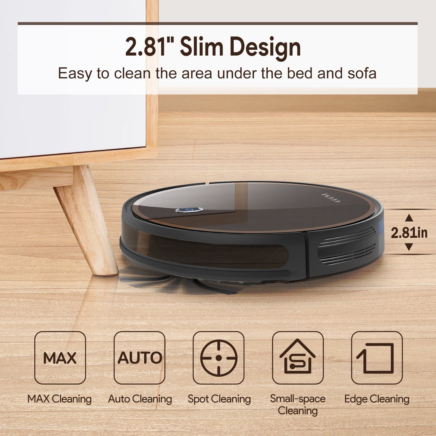 GOOVI Robot Vacuum, 2000Pa Robotic Vacuum Cleaner with Boundary Strips for Pet Hair