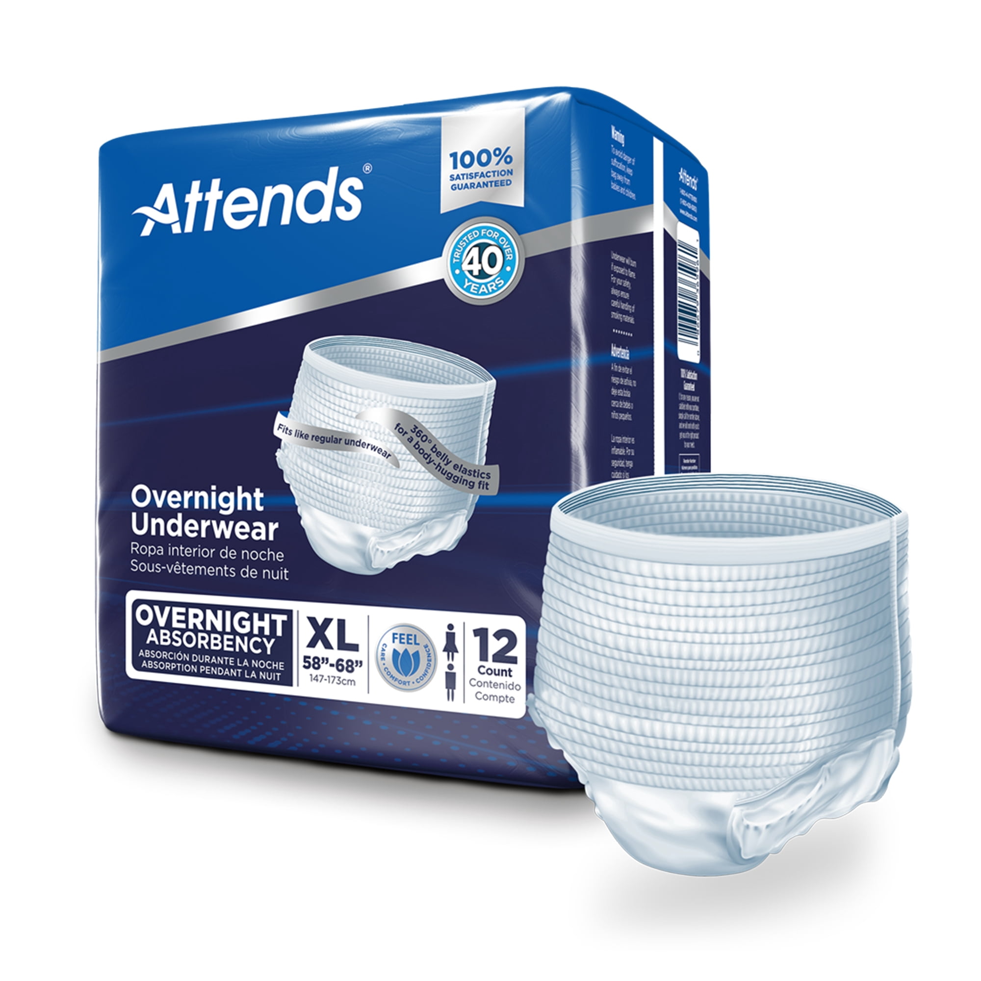 Attends Overnight Protective Underwear with Leakage Barriers, XL, 12 Ct