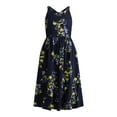 thumbnail image 2 of Time and Tru Women's Tie Back Midi Dress, Sizes XS-XXXL, 2 of 4