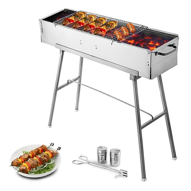 VEVOR 32" X 8" Folded Portable Charcoal BBQ Grill Stainless Steel Kebab