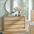 thumbnail image 3 of wow97e Modern 8 Drawers Dresser for Bedroom, 55" Wide Wood Chest of Drawers w/Curved Profile Design, for Bedroom, Living Room, Natural Oak, 3 of 7