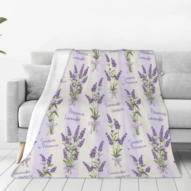 Balery Lavender Flowers Manta de Felpa Suave y Acogedora – Cobija de Franela Aterciopelada para Cama, Lavable y Cálida para Sofá, Mascotas, Transpirable-50"x40"