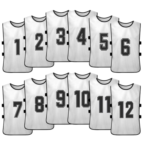 Yeacher 12 PCS Adults Soccer Pinnies Quick Drying Football Team Jerseys Youth Sports Scrimmage Soccer Team Training Numbered Bibs Practice Sports Vest