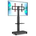 thumbnail image 3 of FITUEYES Universal Floor TV Stand Cart with Swivel Mount and Shelf, Height Adjustable for Most TVs up to 65 Inch, UPGRADE Sturdy Wooden Base and Lockable Wheels, TT206505GB, 3 of 10