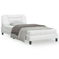 thumbnail image 1 of vidaXL Bed Frame with Headboard White 100x190 cm Faux Leather, 1 of 5