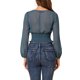 thumbnail image 3 of Blusa semitransparente de puntos suizos con cuello de volantes para mujer INSPIRE CHIC, color azul, talla S, 3 of 6