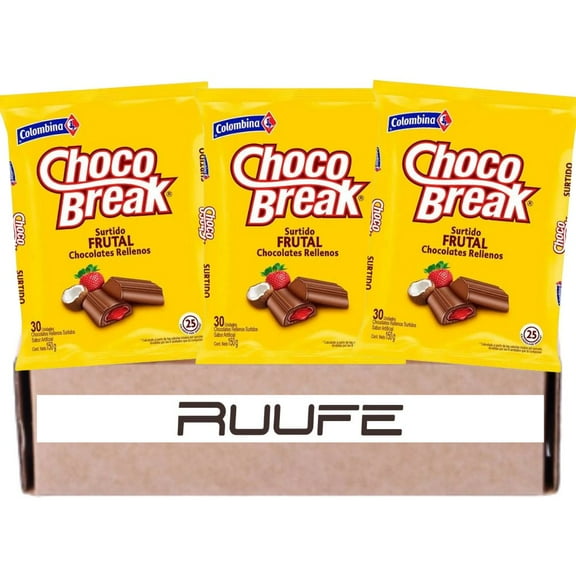 Chocobreak (3pcks - 30 count per pck) a Colombian Chocolate Candy filled with creamy fruit punch flavor Colombian Candies Colombian candy Colombian treats Colombia candy Colombian snack food Mekato
