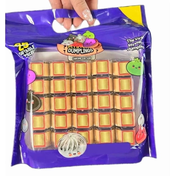 25 Pcs Mini Dumpling Mystery Chrome Edition Set, Cute Squishy Stress Relief Desk Fidgets, Mystery Sensory Novelties for Birthday Party Favors