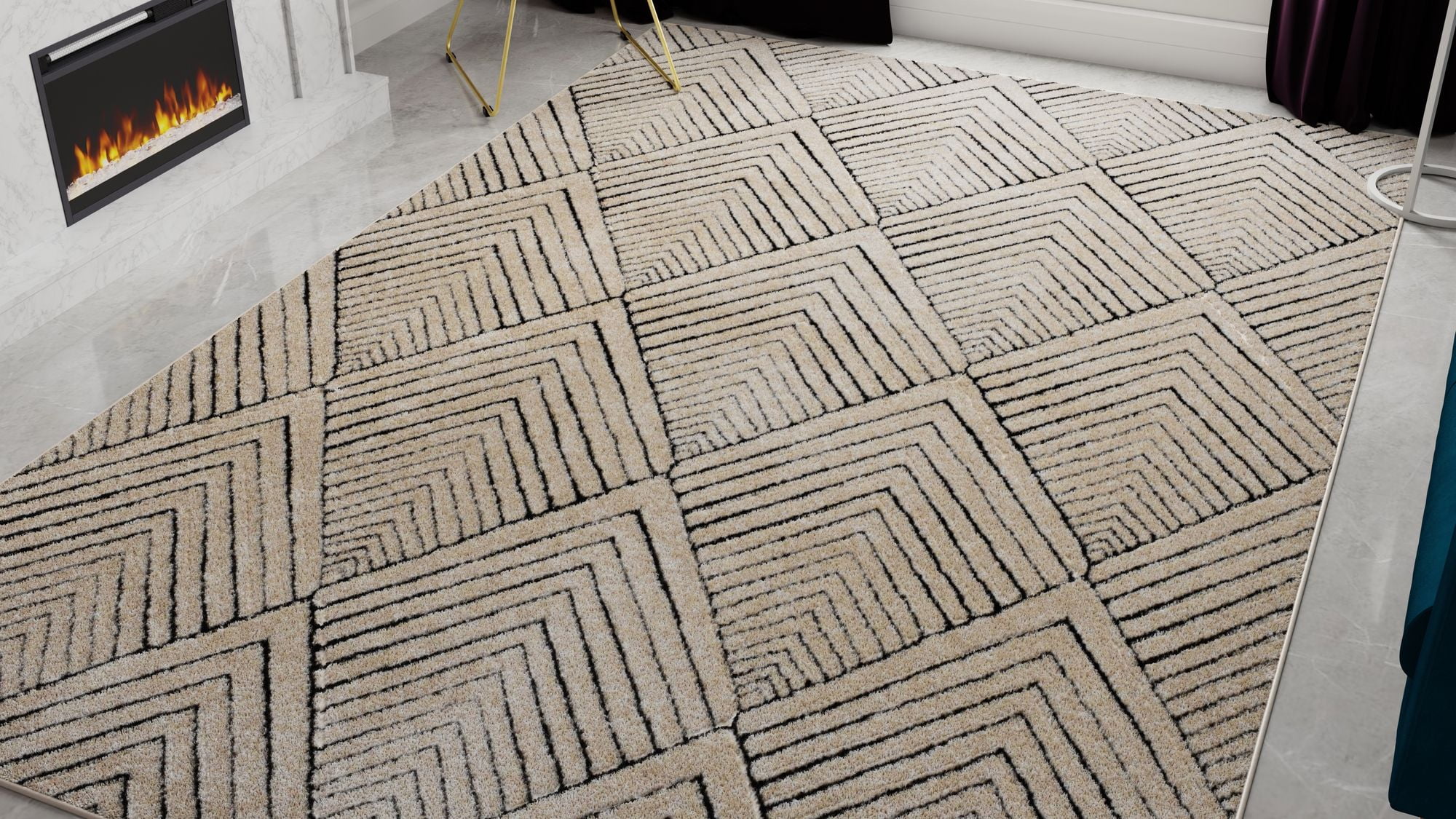 Rugs America Chanai CN30C Contemporary Geometric 5'0" X 7'0" Area Rug