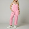 thumbnail image 2 of Gubotare Jumpsuit for Little Girls Girls Wide Leg Jumpsuit Sleeveless Ruffle One Piece Rompers Size 5-6T (Pink,5-6 Years), 2 of 9
