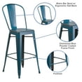 thumbnail image 4 of Flash Furniture Commercial Grade 30" High Distressed Antique Blue Metal Indoor-Outdoor Barstool with Back, 4 of 11