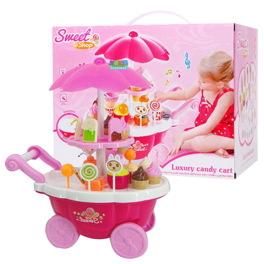 31 PCS Pretend Play Food Ice Cream Candy Cart Dessert and Cash 31 PCS Pretend Play Food Ice Cream Candy Cart Dessert and Cash