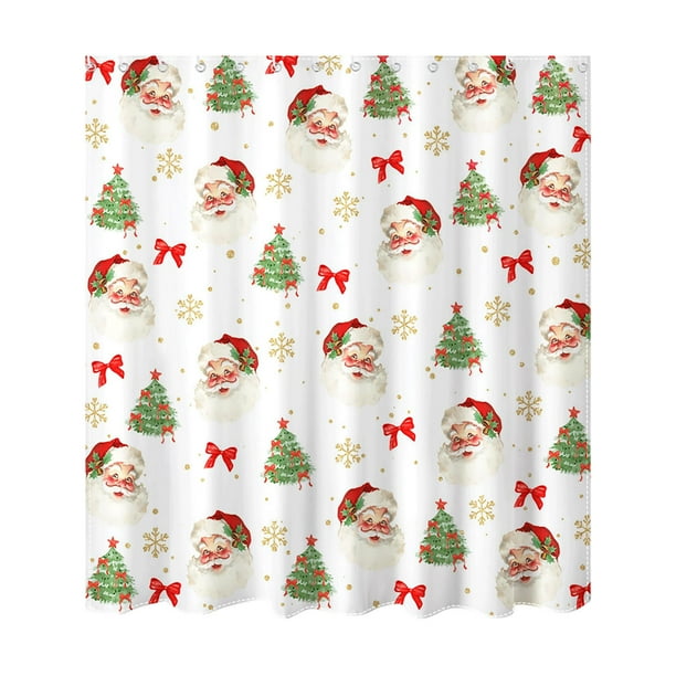 Cortinas de Papá Noel para el hogar, adecuadas para salas de estar, estilo rural, paisaje invernal, cortinas con estampado de Papá Noel, translúcidas