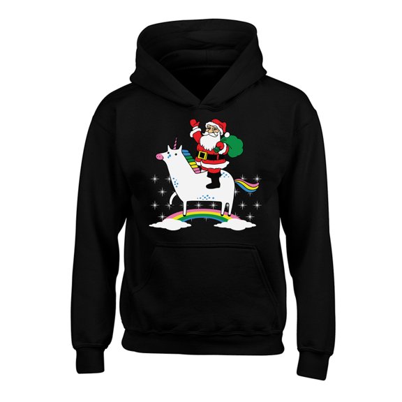 Awkward Styles Xmas Hoodies for Kids Youth Unicorn Santa Christmas Rainbow Sweatshirt