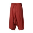 thumbnail image 4 of Zylarhe Casual Pants for Men, Men Summer Casual Mid Waist Loose Cropped Harem Pants With Pockets Red L, 4 of 8
