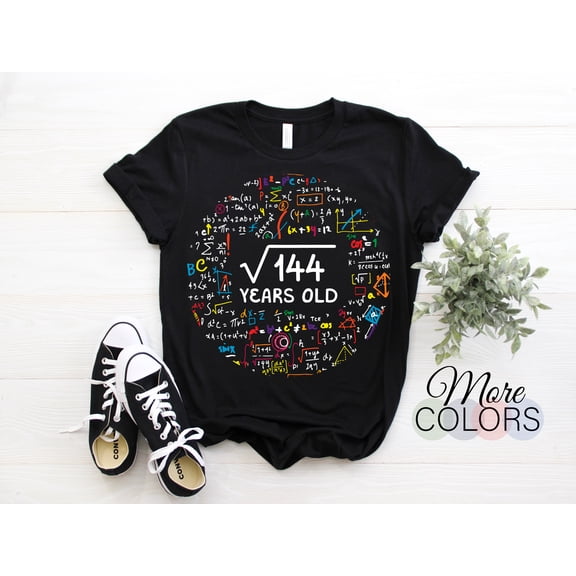 Square Root Of 144 12th Twelfth Birthday 12 Year Old Gifts Boys Girls Math Bday T-Shirt, Twelve Yrs Party, Mathematic Maths Science Present