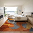 thumbnail image 3 of ODIKA 9'x12' Machine Washable Non-Slip Area Rug, Chic Abstract in Burnt Orange and Slate Grey Design High Traffic Rug, Burnt Orange Slate Grey, 104662, 3 of 7