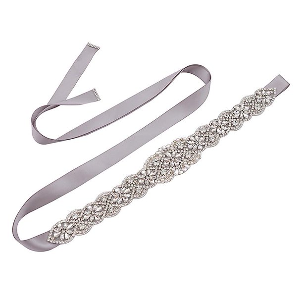 Cadena de cintura de plata para boda de mujer, cinturón de dama de honor con cinturón de diamantes de imitación incrustados, accesorios de vestir para mujer, joyería nupcial Feliz Sencillez