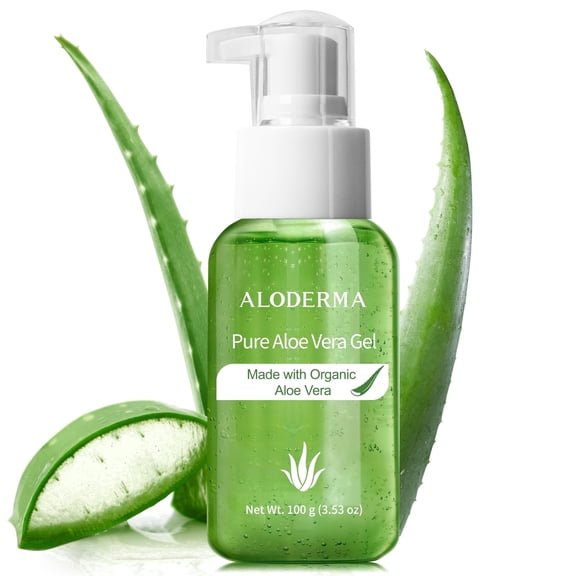 Aloderma 99% Organic Aloe Vera Gel Made within 12 Hours of Harvest, Easy Travel Size Tube for Body, Face, & Scalp, Cooling, Soothing Instant Relief for Skin & Sunburn, Hydrating Aloe Gel, 3.53oz