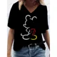 thumbnail image 4 of Camisetas de mujer 5XL, camisetas casuales de manga corta con cuello en V, camisetas sueltas para mujer, camisetas de verano de Disney Minnie Mickey Mouse en 3D, ropa nueva y transpirable, 4 of 5