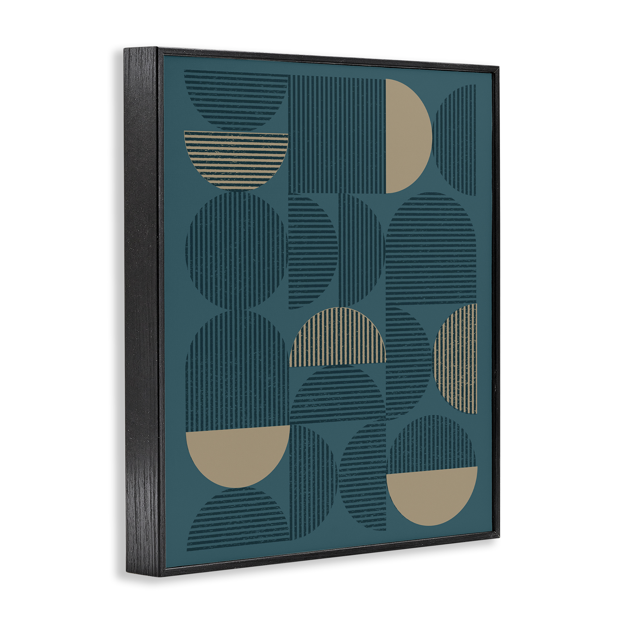Stupell Industries Blue Modern Arch Shapes Abstract Painting Black Framed Art Print Wall Art, 11 x 14