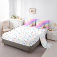 thumbnail image 3 of Manfei Pretty Rainbow Bownot 7pcs Queen Bedding,Cute Initial M Bedding Comforter Set Queen,Pink,Colorful Stars Reversible, 3 of 7