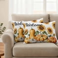 thumbnail image 2 of Orange Pumpkin Fall Outdoor Waterproof Pillow Covers, Thanksgiving Sunflower Autumn Botanical Decorative Rectangle Throw Pillowcase Sofa Cushion Sham for Patio/Couch/Chair, 20"x12" 2 Pack, 2 of 8