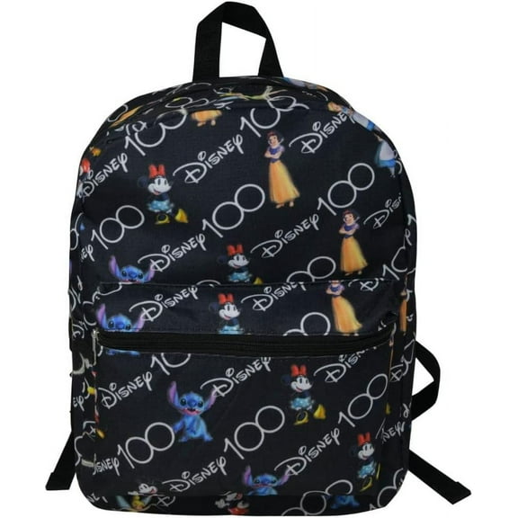 Fast Forward Disney Friends 100th Anniversary 16" Backpack with 1 front pocket All Over Print