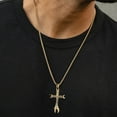 thumbnail image 2 of HZMAN Cross Necklace for Men Stainless Steel Bible Verse Philippians 4:13 I CAN DO ALL THINGS Wrench Cross Pendant Necklace (Gold), 2 of 6