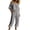 Gray, variant on BESEW7 Off Shoulder Jumpsuits for Women, Summer Casual Loose Rompers with Pockets Roll Up Sleeve Elastic Waist for Daily Beach Vacation White S