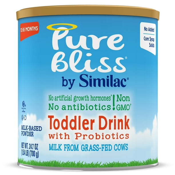 Pure Bliss By Similac Toddler Drink With Probiotics Starts With Fresh Milk From Grass Fed Cows Non Gmo Toddler Formula 24 7 Ounces Walmart Com Walmart Com