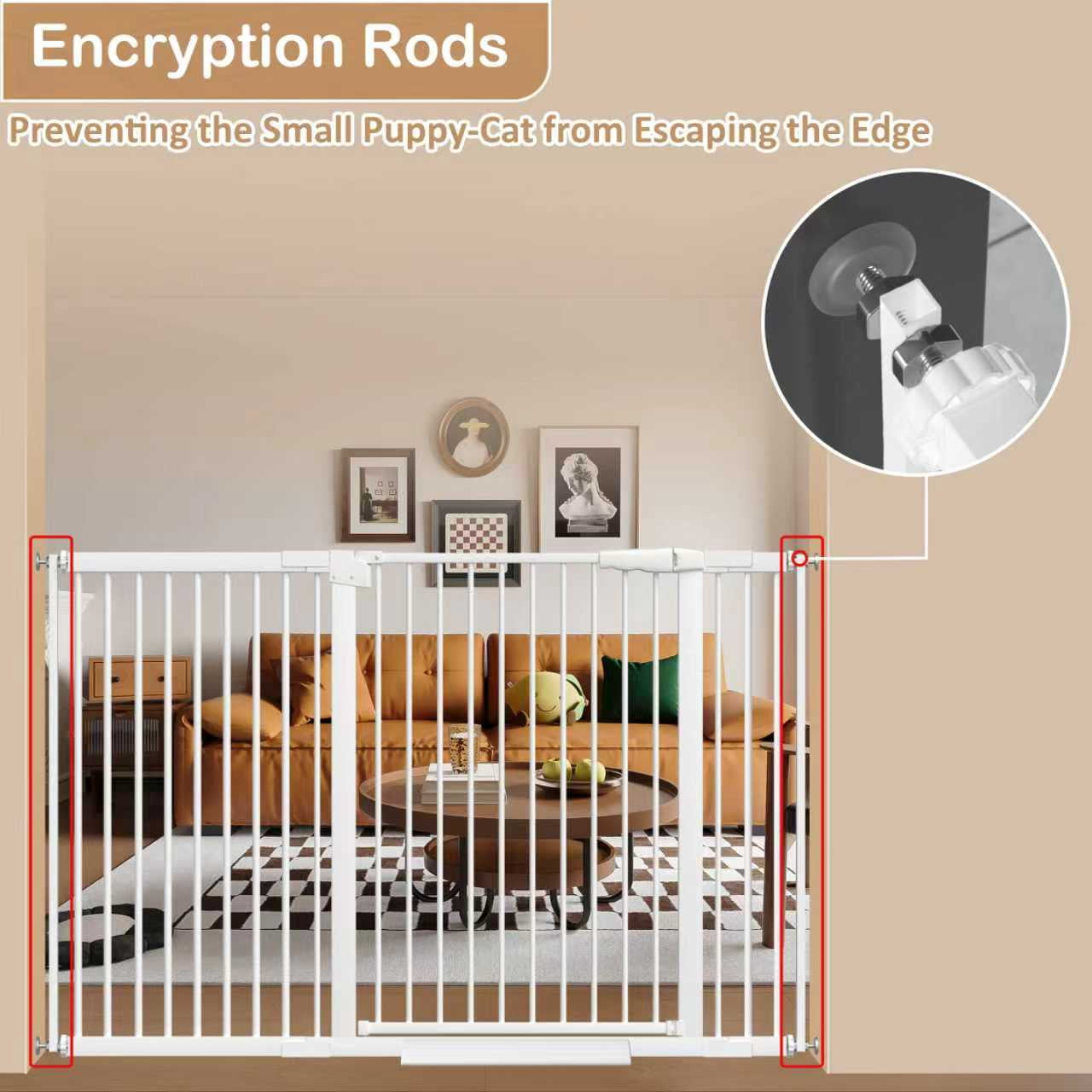 LuckyApr Extra Wide Baby Gate Ultra Narrow Spacing 53.74"-61.61"" Pressure Mounted Double Lock Swing Auto Close Walk Through