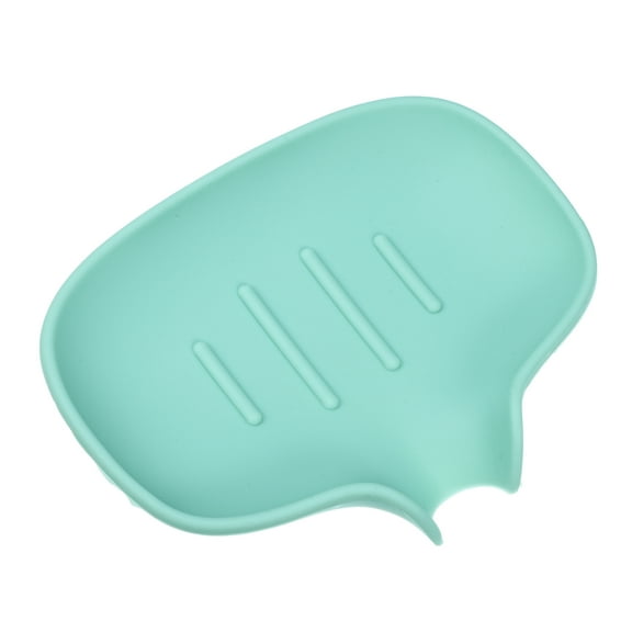 Vocoste Soap Dish, Soap Cleaning Storage, Keep Soap Dry for Home Bathroom Kitchen, Silicone, Green, 14.5x11.3cm