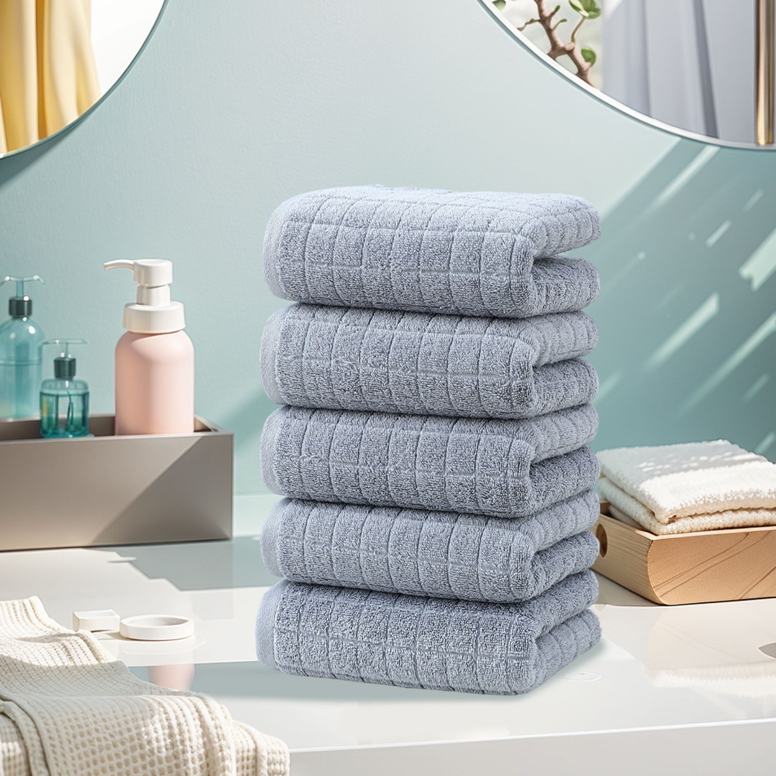 Thick Hotel Style Towel Set, Soft Bath Towels, Modern Abstract Pattern, Luxurious Spa Feel, High Absorbency, Eco-friendly Cotton Blend, Spa Quality Fabric, Travel Packing Friendly, Gym