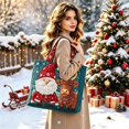 thumbnail image 4 of CLOUJI Christmas Tote Bag Quilted 3D Embossed Santa Cow Pattern Large Capacity Shoulder Handbag Reusable Grocery Shopping Holiday, 4 of 8
