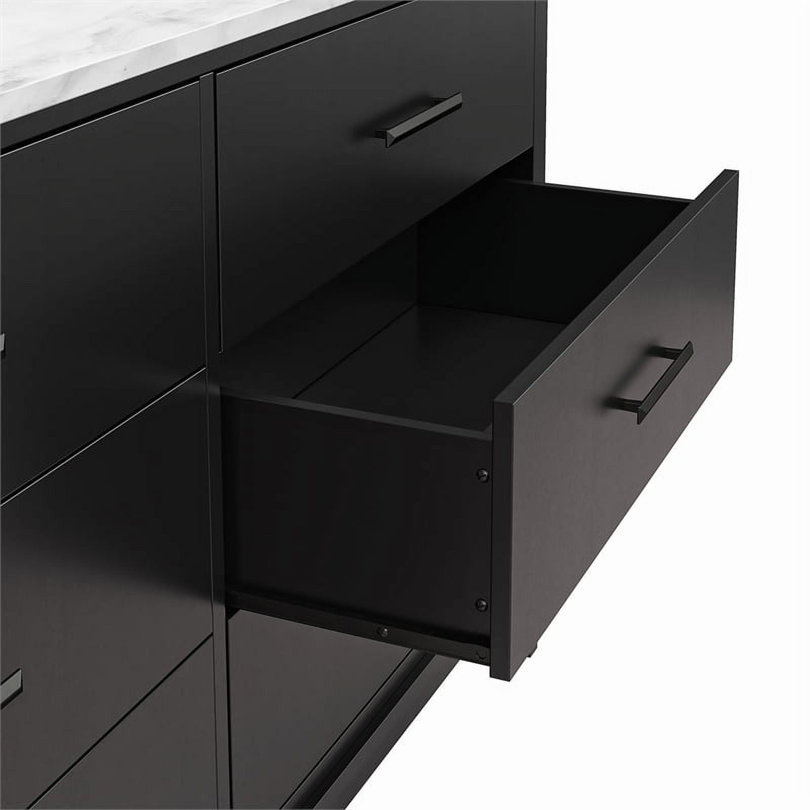 Ameriwood Home Amberleigh Wide 6 Drawer Dresser, Black w/ White Faux Marble Top - Walmart.com Ameriwood Home Amberleigh Wide 6 Drawer Dresser, Black w/ White Faux Marble Top - Walmart.com