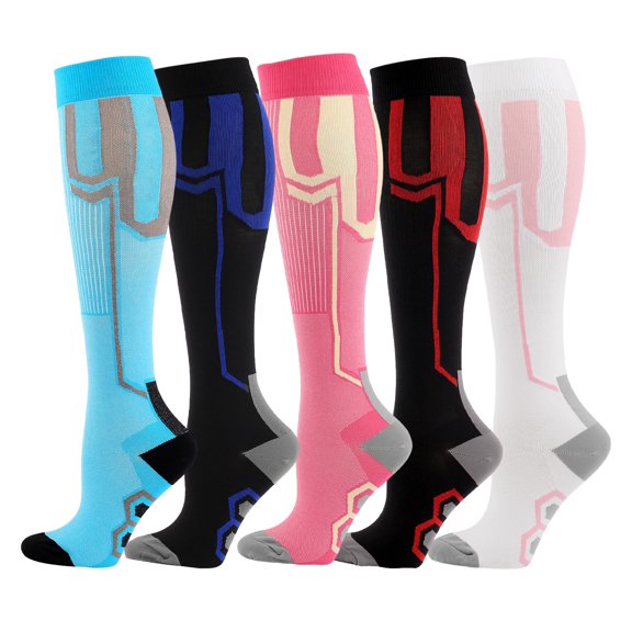 5 Pairs Medical Sport Copper Compression Socks for Women & Men Circulation 15-36 mmHg is Best Support for Athletic Running Cycling, Nursing, Travel