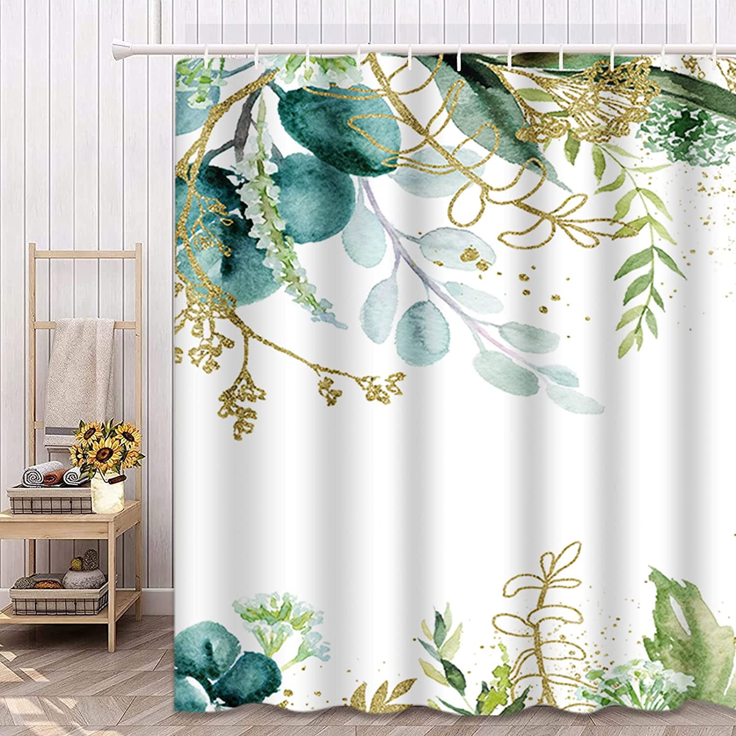 Blue Hydrangeas Shower Curtain 72 x 72 Inch, Spring Floral Daisy Shower Curtain Butterfly Shower