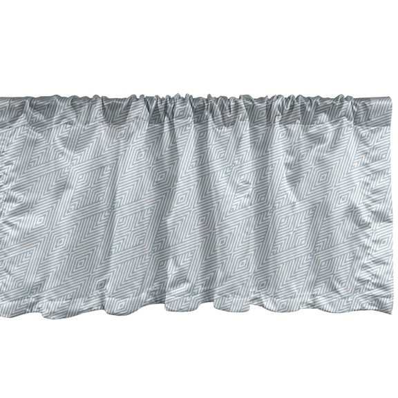 Ambesonne Abstract Valance Pack of 2, Geometric Diagonal Rhombs, 54"X12", Pale Slate Blue and White