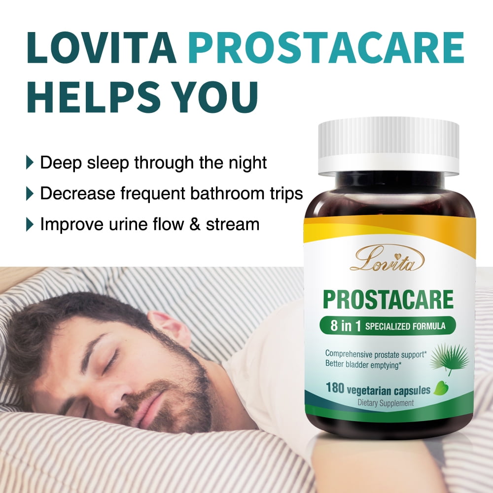 Lovita ProstaCare for Men, 8-in-1 Formula with Saw Palmetto, Supports Prostate & Urinary Health, 180 Capsules