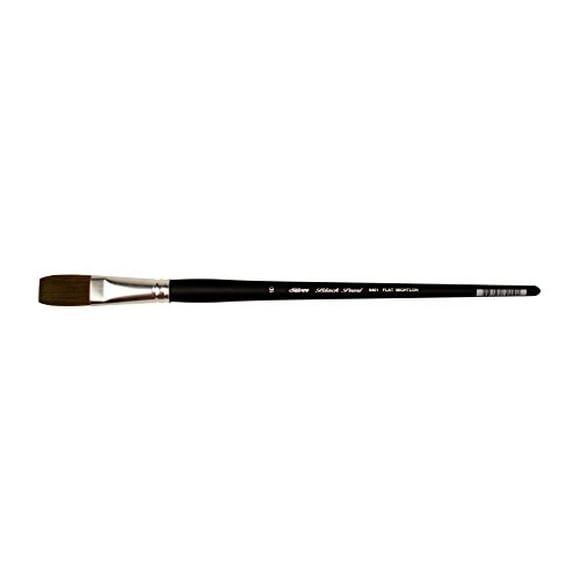 Silver Brush 6401-10 Black Pearl Mightlon Synthetic Long Handle Brush, Flat, Size 10