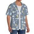 thumbnail image 2 of Balery Blue Bathroom Camisa Casual de Manga Corta con Botones para Hombre, Texturizada, Estilo Cubano, para Playa, Verano-Large, 2 of 5