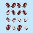 thumbnail image 2 of FCOGIN Medium Round, 24 Pieces, Brown, White, Pink Stipe Glitter, Acrylic False Nail, Press on Nail, 2 of 5