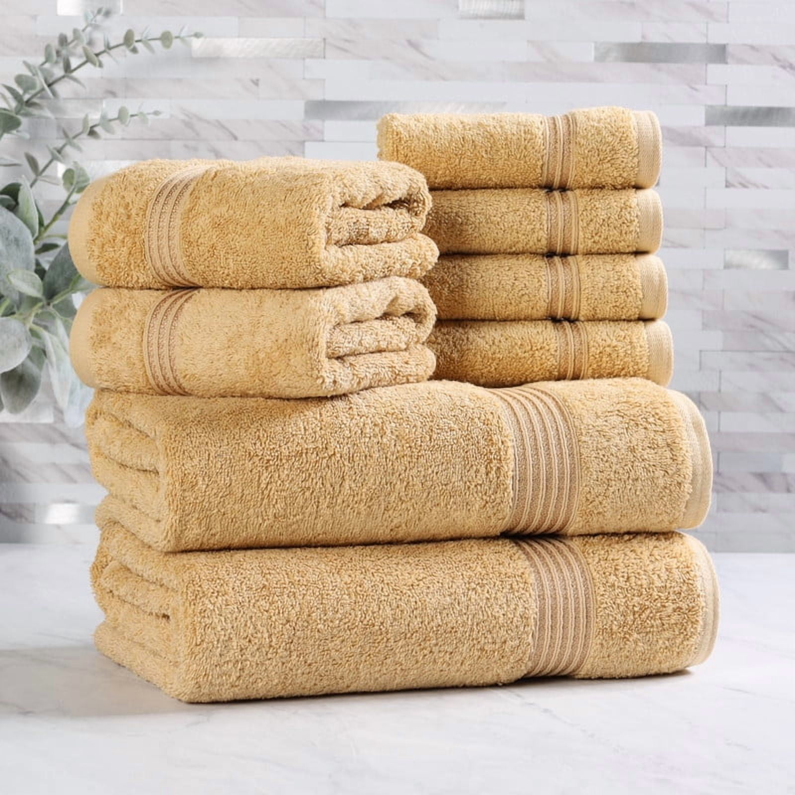 Superior Egyptian Cotton Absorbent 8-Piece Gold Towel Set