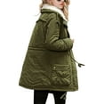 thumbnail image 2 of Fangasis Women Thickened Jacket Long Sleeve Coat Outwear Ladies Trench Coats Winter Warm Overcoat Green XS, 2 of 4