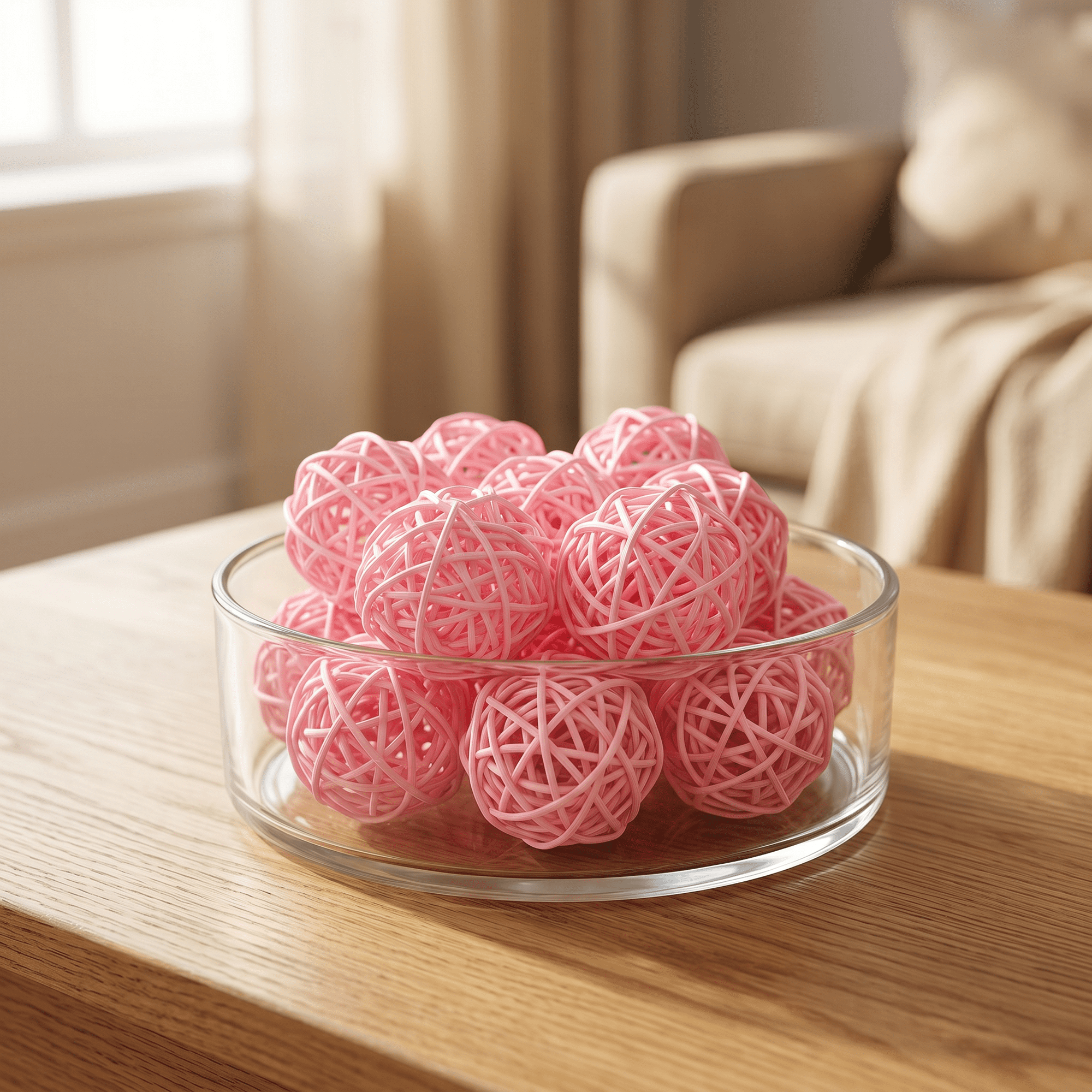Unique Bargains 10Pcs Rattan Balls for Lights Wicker Spheres Orbs Pink 2"x2"x2"