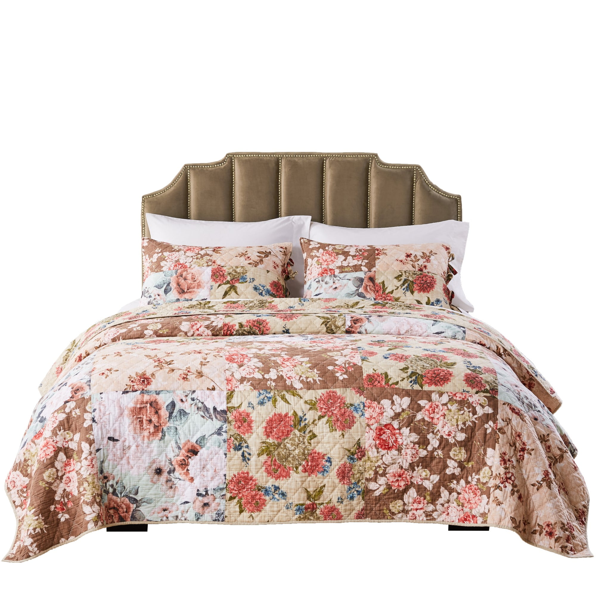 Greenland Home Fashion Briar Extra - Soft Hypoallergenic Cushion Stuffer for Side and Back Quilt Set - 3 - Piece - Full/Queen 90x90", Natural