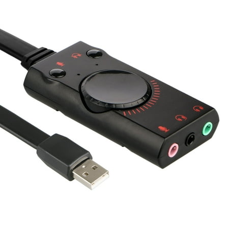 2 Channel Sound Card - External USB Sound Card Adapter Mic Audio Card USB to 3.5mm Earphone Headphone